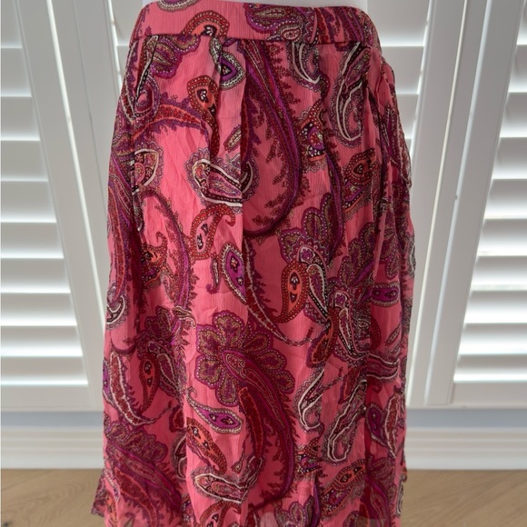 J Crew Pink Paisley Silk Midi Skirt size 12 - Picture 4 of 8